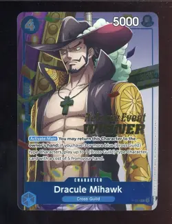 One Piece TCG Dracule Mihawk P-081 P Foil Card Winner Release Event English - Image 1