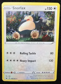 Snorlax 140/202 Cosmos Holo Promo Sword & Shield Card w/ 💫 Swirl - Image 1
