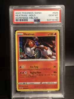 Heatran Holo Rare 025/189 Darkness Ablaze PSA 10 Gem Mint Graded Pokemon Card - Image 1