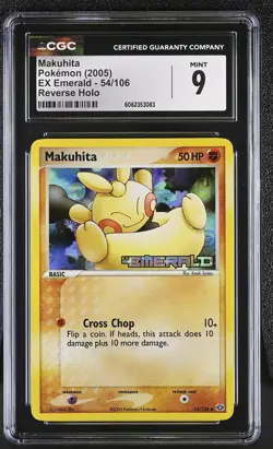 CGC 9 MINT Makuhita 2005 EX Emerald 54/106 Reverse Holo STAMPED Pokemon Card - Image 1