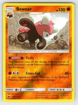 Bewear 56/111 2017 Crimson Invasion Pokemon Card TCG Reverse Holo Rare - Lp - Image 1