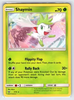 Shaymin 7/73 2017 S&M Shining Legends Pokemon Card Holo Rare - Nm/Vlp - Image 1