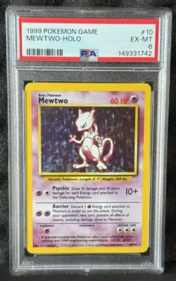 1999 POKEMON BASE SET UNLIMITED #10 MEWTWO PSA 6 - Image 3
