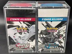 2x Pokemon SV10.5 Black Bolt White Flare Sealed Booster Bundle Display W/Acrylic - Image 1