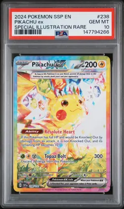Pokemon 2024 Pikachu ex 238/191 Full Art SIR Surging Sparks GEM MINT PSA 10 - Image 1
