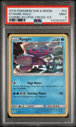 2019 POKEMON SUN & MOON COSMIC ECLIPSE CRACKED ICE #53 KYOGRE-HOLO PSA 9 - Image 1