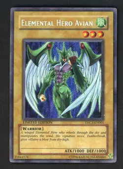 2005 Yu-Gi-Oh! EHC1-EN001 Limited Edition Elemental Hero Avian Secret Rare - Image 1