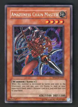 2008 Yu-Gi-Oh! RP01-EN097 Amazoness Chain Master Secret Rare - Image 1
