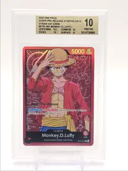 MONKEY D. LUFFY 2022 ONE PIECE SUPER PRE-RELEASE #ST01-001 BGS 10 Q2081 - Image 1