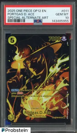 2025 One Piece OP12 EN Special Alt Art 011 Portgas D. Ace Special Alt Art PSA 10 - Image 1