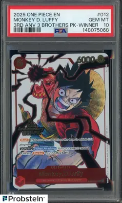 2025 One Piece Monkey.D.Luffy 3rd Anv. Event Winner Prize Promo ST01-012 PSA 10 - Image 1