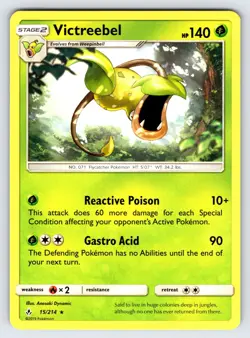 Victreebel 15/214 2019 S&M Unbroken Bonds Pokemon Card TCG Non Holo Rare - Nm - Image 1