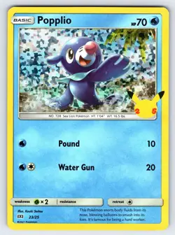 Popplio 23/25 2021 McDonald's 25th Anniversary Pokemon Card TCG Promo Holo - Nm - Image 1