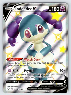 Indeedee V SV114/SV122 2021 Shining Fates Pokemon Card TCG Shiny Ultra Rare - Nm - Image 1