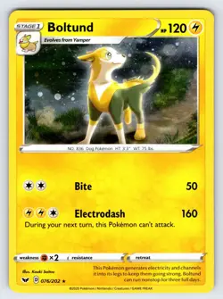 Boltund 076/202 2020 Sword & Shield Black Star Promo Pokemon Card Cosmos Holo Nm - Image 1