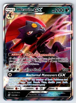 Weavile GX 132/236 2019 S&M Unified Minds Pokemon Card Ultra Rare Full Art - Nm - Image 1