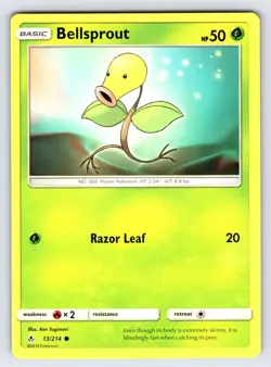 Bellsprout 13/214 S&M Unbroken Bonds Pokemon Card TCG Nintendo Common - Nm/Vlp - Image 1