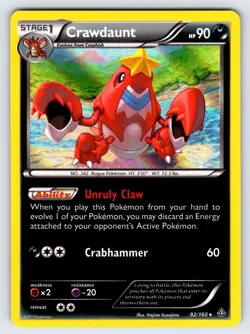 Crawdaunt 92/160 2015 XY Primal Clash Pokemon Card Nintendo Holo Rare - Nm/Vlp - Image 1