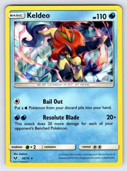 Keldeo 26/73 2017 S&M Shining Legends Pokemon Card TCG Nintendo Holo Rare - VLP - Image 1