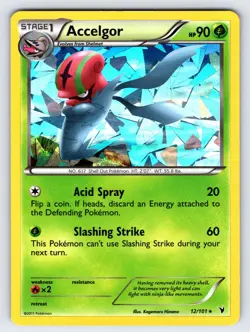 Accelgor 12/101 2011 Noble Victories Pokemon Card Cracked Ice Holo Rare - Nm/Vlp - Image 1