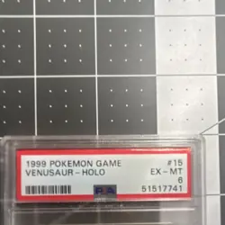 Pokemon TCG Venusaur Base Set Holo Rare 15/102 PSA 6 1999 English Card - Image 3