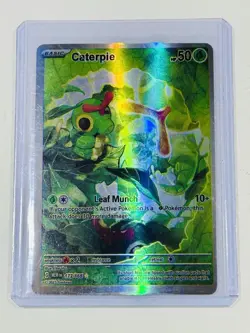 Pokemon TCG Caterpie Scarlet & Violet Holo Illustration Card 172/165 Rare NM - Image 1