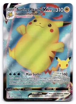 Surfing Pikachu VMAX NM 009/025 Celebrations Pokemon Holo Rare VMAX - Image 1