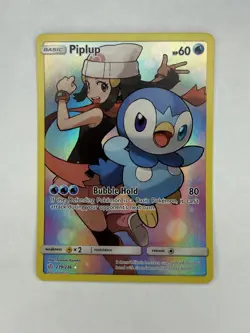 Pokemon TCG Piplup Holo Secret Rare Card Cosmic Eclipse 239/236 - Image 1