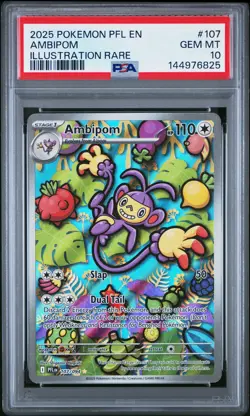 2025 POKEMON PFL EN-PHANTASMAL FLAMES ILLUSTRATION RARE #107 AMBIPOM PSA 10 - Image 1