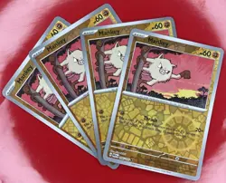 4X Pokemon TCG Mankey 056/165 REVERSE HOLO Scarlet & Violet 151 English NM - Image 1