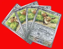 4X Pokemon TCG Eevee 133/165 REVERSE HOLO Scarlet & Violet 151 English NM - Image 1