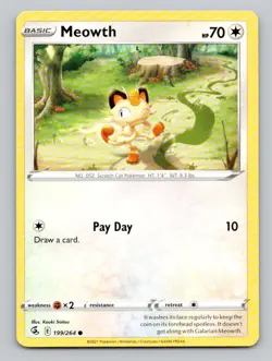 Meowth 199/264 Common SWSH08: Fusion Strike Pokemon - Image 1