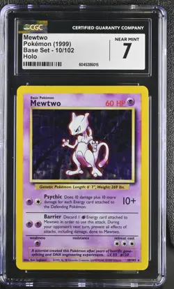 CGC 7 Mewtwo 1999 Base Set 10/102 Holo Pokemon Card psa - Image 1