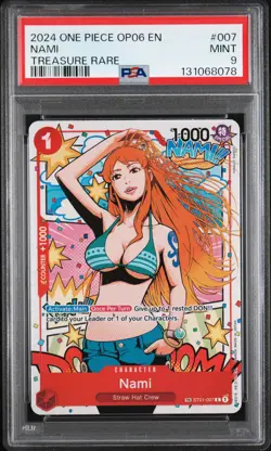 2024 ONE PIECE OP06-WINGS OF THE CAPTAIN TREASURE RARE #007 NAMI PSA 9 - Image 1