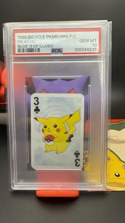 1999 BICYCLE POKEMON MINI PLAYING CARDS BLUE DECK PIKACHU PSA 10 - Image 1