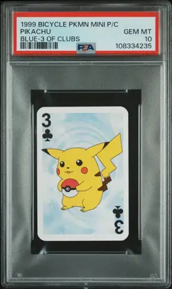 1999 BICYCLE POKEMON MINI PLAYING CARDS BLUE DECK PIKACHU PSA 10 - Image 2