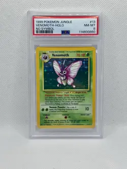 1999 Pokemon Venomoth Holo Rare PSA 8 Jungle Card #13/64 No Set Symbol Error - Image 1