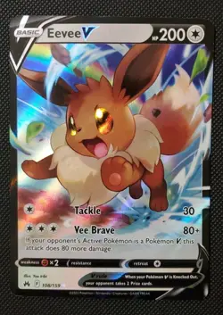 Pokemon TCG Crown Zenith Eevee v Ultra Rare Holo Card 108/159 - Image 1