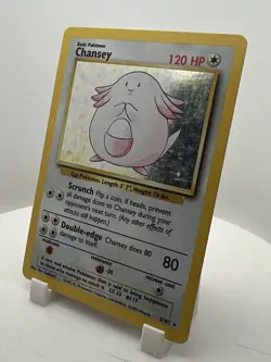 Chansey Holo 3/102 Base Set Unlimited Pokemon Card WOTC Vintage MP - Image 4