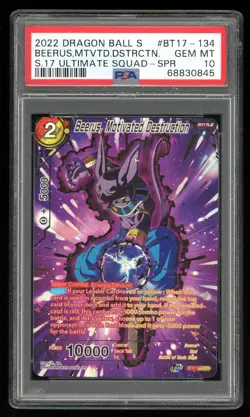 Beerus Motivated Destruction BT17-134 SPR FOIL Dragon Ball Super Card PSA 10 - Image 1