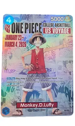 One Piece RARE Monkey D. Luffy US College Basketball Card GONZAGA 1/31 IN HAND - Image 1