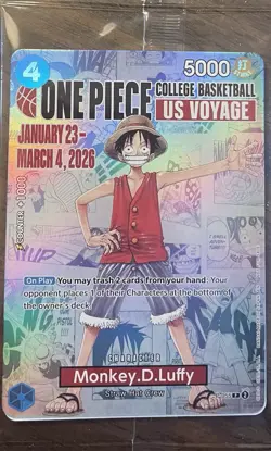 One Piece RARE Monkey D. Luffy US College Basketball Card GONZAGA 1/31 IN HAND - Image 3
