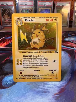 Pokemon TCG Raichu Fossil Holo Rare 14/62 90 HP Stage 1 Wotc Card 1999 - Image 1