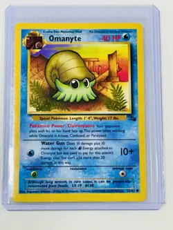 Pokemon TCG Omanyte Fossil Unlimited Common Card 52/62 - Image 1