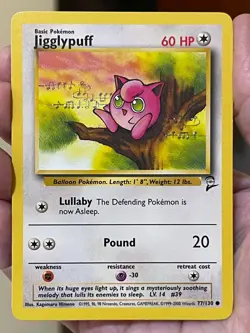 POKEMON JIGGLYPUFF 77/130 UNCOMMON BASE SET 2 NM CARD - Image 1