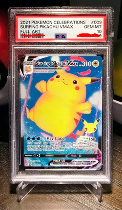 Surfing Pikachu Vmax 009 2021 Pokemon Celebrations PSA 10 - Image 1