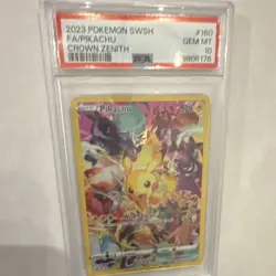 Pokemon Pikachu Full Art Secret Rare Holo Crown Zenith #160/159 PSA 10 2023 - Image 1