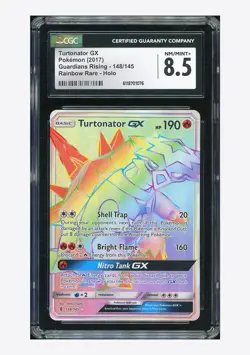 Pokemon CGC 8.5 Turtonator GX Secret Rare 2017 148/145 Guardians Rising English - Image 1