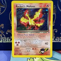 Rocket's Moltres - 12/132 Gym Heroes Unlimited Holo Rare Pokemon - LP - Image 1