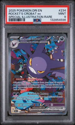 2025 POKEMON DRI EN-DESTINED RIVALS 234 TEAM ROCKET'S CROBAT EX SIR PSA 9 - Image 1